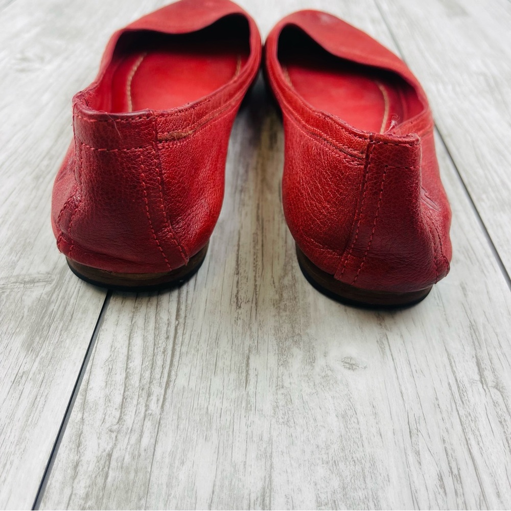 Frye Carson Ballet Coral Red Leather Flat Slip On Size 8 - Picture 6 of 10